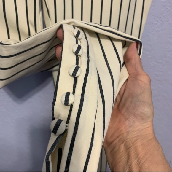 Anthropologie The Essential Slim Stripe Button Detail Pants - Picture 5 of 8